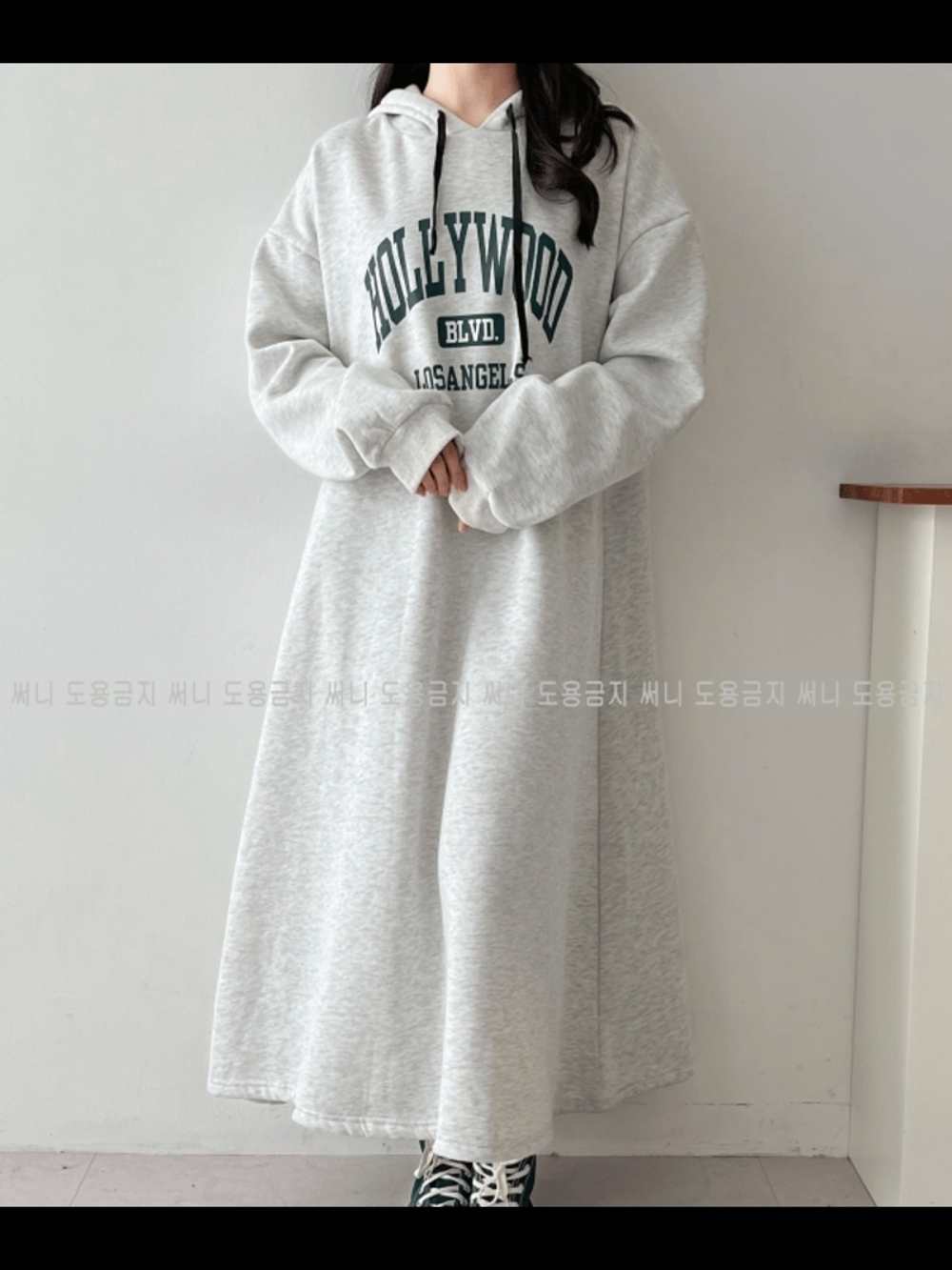HOLLYWOOD DRESS fits ton3x graphic Hoodie Dress in Light Gray